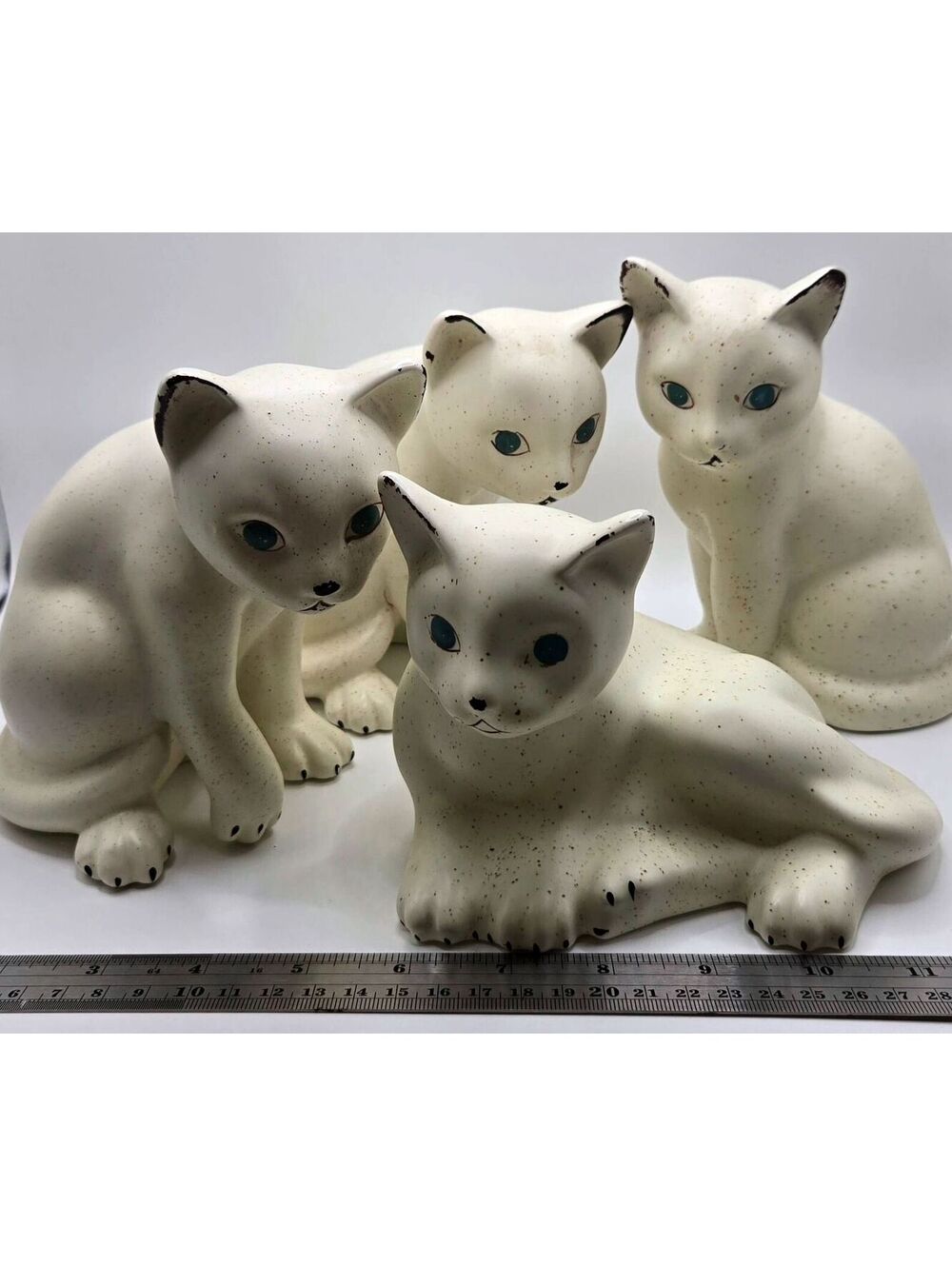 Vintage Flambro Speckled Ceramic Cat Figurines (Set of 4)